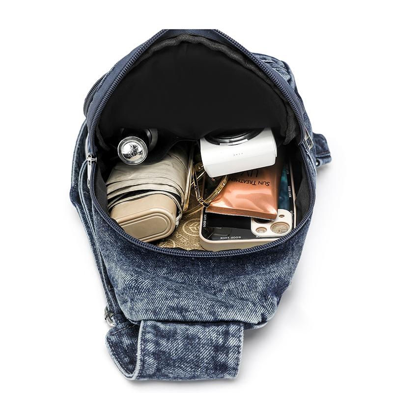 Denim Chest Bag Women's Crossbody Bag Large Capacity Shoulder Bag
