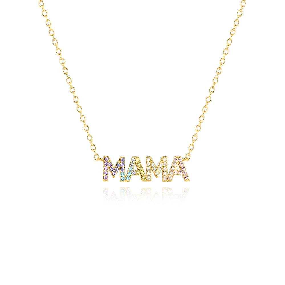 S925 Sterling Silver Mama Diamond Letter Necklace Mother'S Day Gift Temperament Versatile Women'S Clavicle Necklace