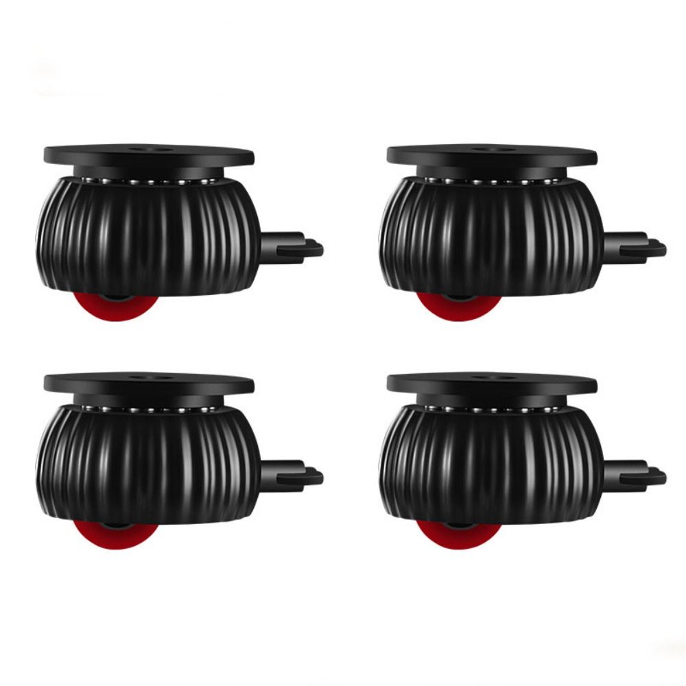 

4Pcs Heavy Duty Swivel Caster Soft Rubber Furniture Caster Universal Wheel Trolley Accessory Black-Red wheel