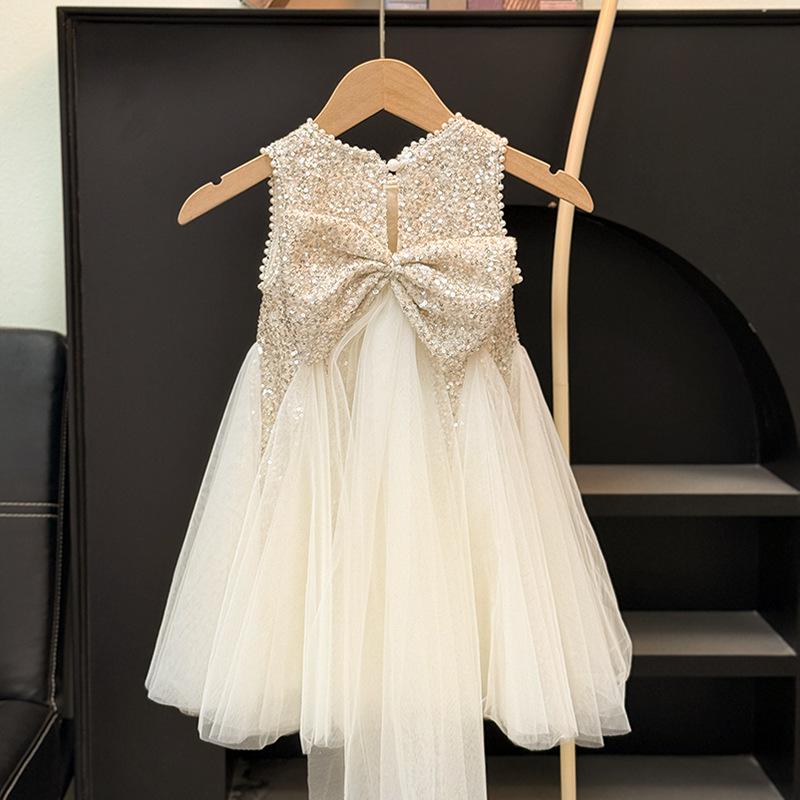 Sommer-Pailletten-Prinzessinnenkleid für Mädchen Kinder-Festkleid