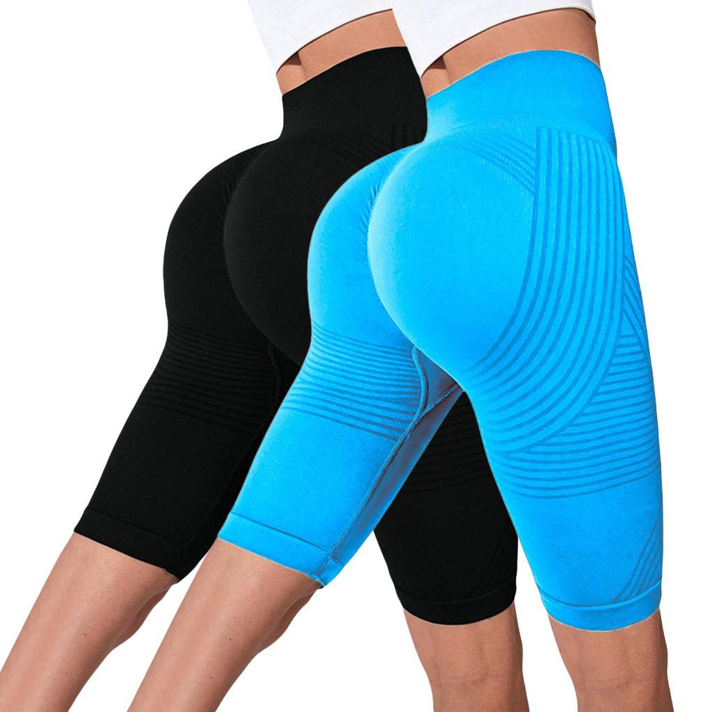 2PC Women's Casual Seamless Hip Lifting Fitness Pants With Tight Fit And High Waist, Seach Hip Yoga Pants