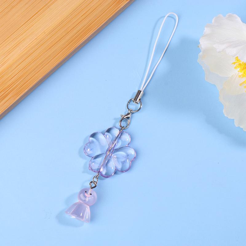 

Lucky Sunny Doll Phone Lanyard Four Leaf Clover Mobile Phone Chain Cute Cellphone Strap Camera Pendant Keychain Couple Gifts фиолетовый