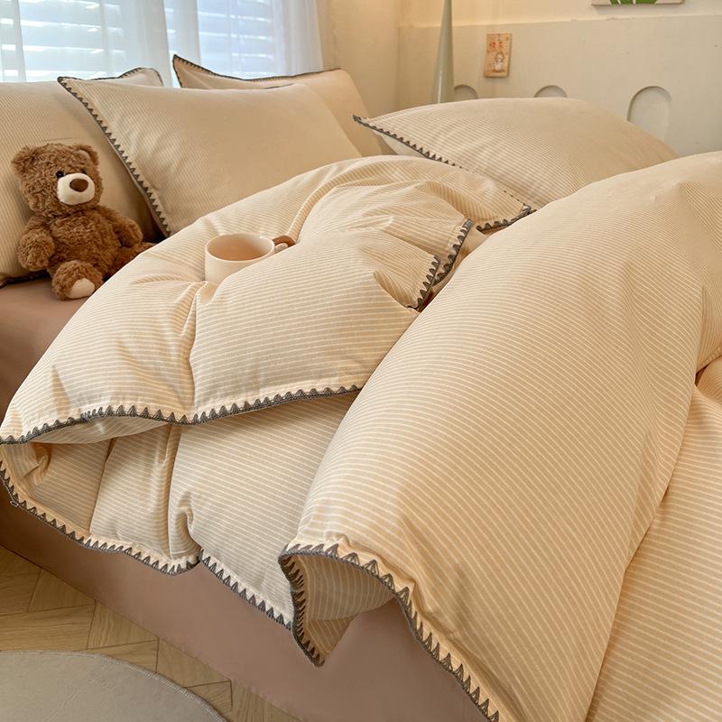Gebürstetes Verdicktes Baumwoll-Bettwäsche-Set - Herbst & Winter Bettbezug, Laken für Wohnheime