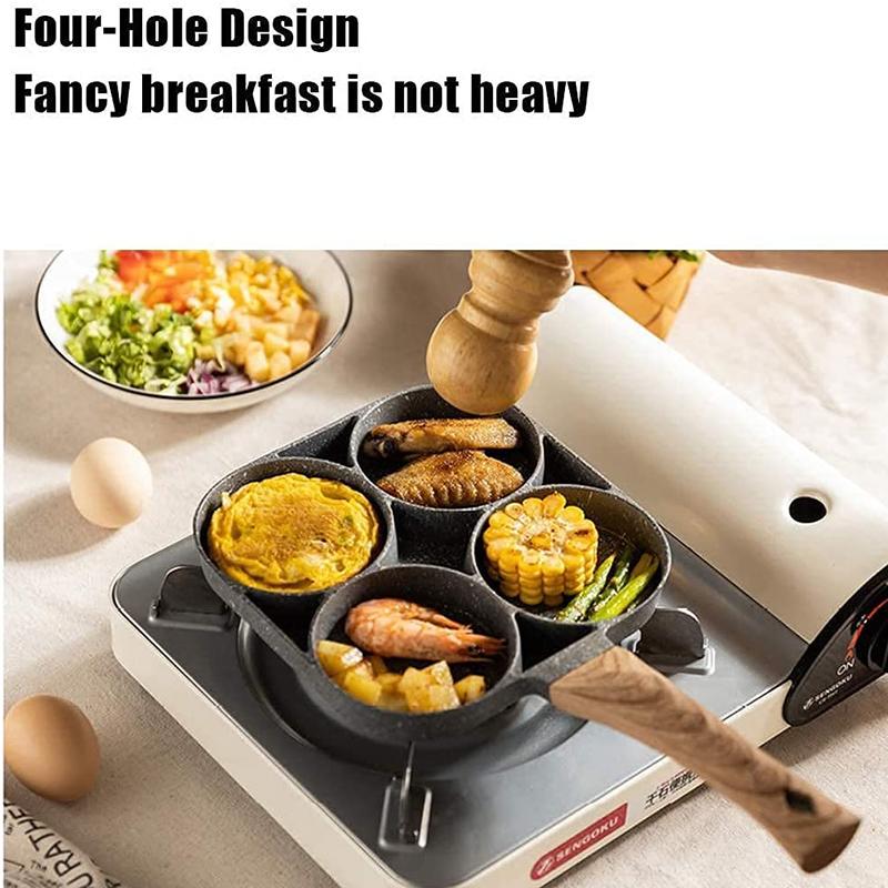 Creative 4-hole Omelette Pan, Egg Ham Pancake Machine, Frying Pan, Non-stick, No Oily Smoke, Breakfast, Barbecue Wok, Cooking Po