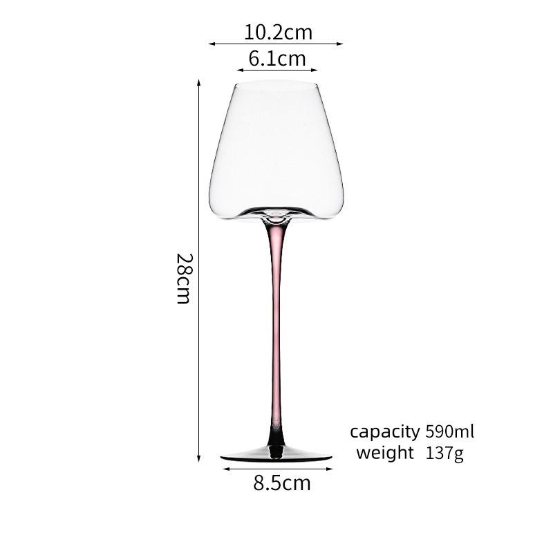 Red Stem Wine Glass Set, Hand-Blown Crystal Burgundy Glasses for Red Wine & Champagne