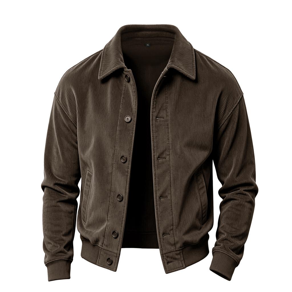 Herren Cordjacke Reverskragen Knopfleiste Seitentasche Vintage Amerikanisch Retro Lässige Oberbekleidung Herbst Winter Tägliche Jacken
