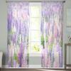 Floral Pattern Watercolor Lavender Tulle Curtains for Living Room Kitchen Bedroom Sheer Tulle for Cafe Hotel Modern Home Decor