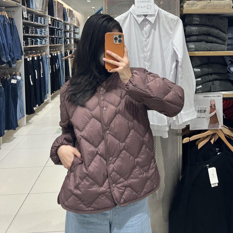 2024 Lightweight Women's Diamond Quilted Down Jacket for Spring, Autumn, and Winter - Trendy Casual Inner Layer