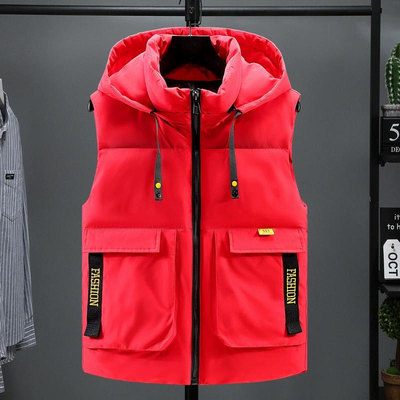 Plus Size 8XL Fashion Winter Warm Vests for Men Outerwears Hooded Casual Thick Sleeveless Parkas Men's Waistcoat