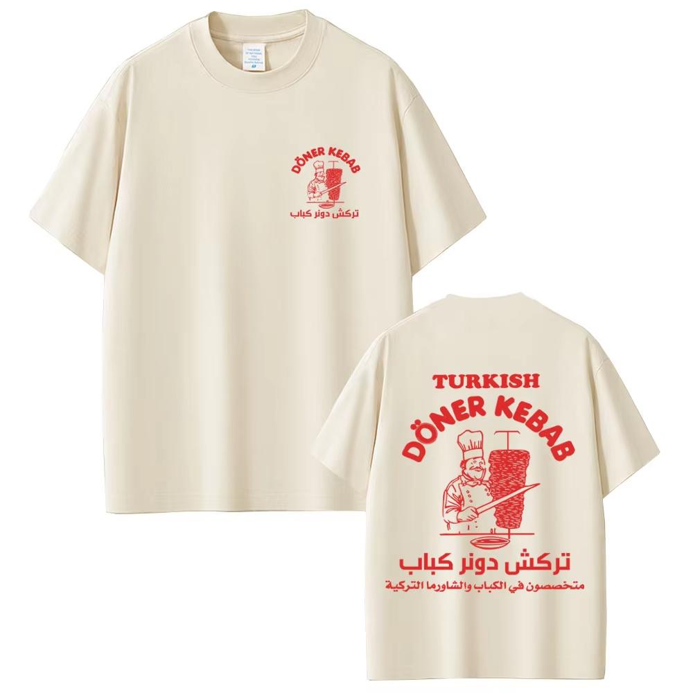 Turkish Doner Kebab Funny Graphic Tshirt Unisexs Pure Cotton Short Sleeve Tshirts Gothic Harajuku Summer Unisex Streetwear