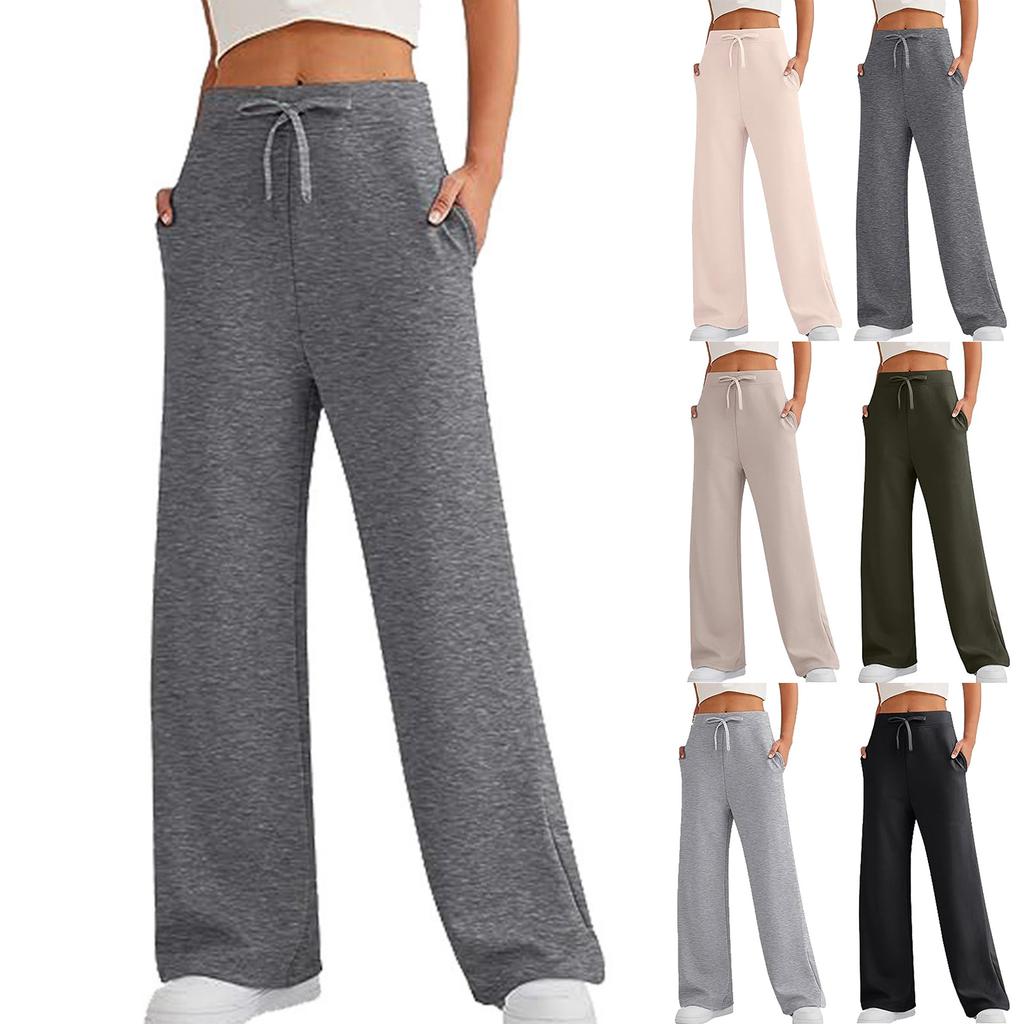 Women's Casual High- Wide-Leg Athletic Pants - Ideal For Sports & Fitness, Straight-Leg Silhouette