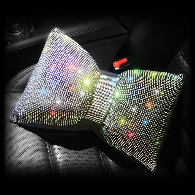 1Pcs Diamond  Bowknot Car Neck Pillow  Auto Headrest Seat Support Waist Pillows Car Accessories For Women