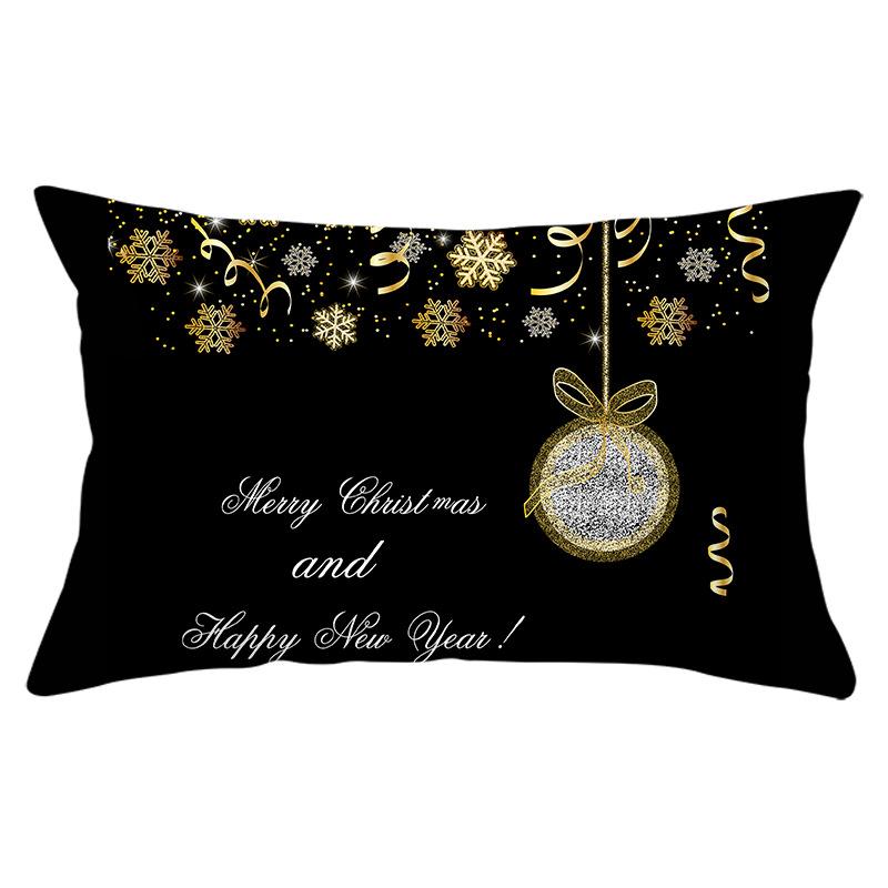 New Black Gold Series Christmas Peach Skin Print Waist Pillow Cover Home Accessories Cushion Cover Sofa Cushion Cover