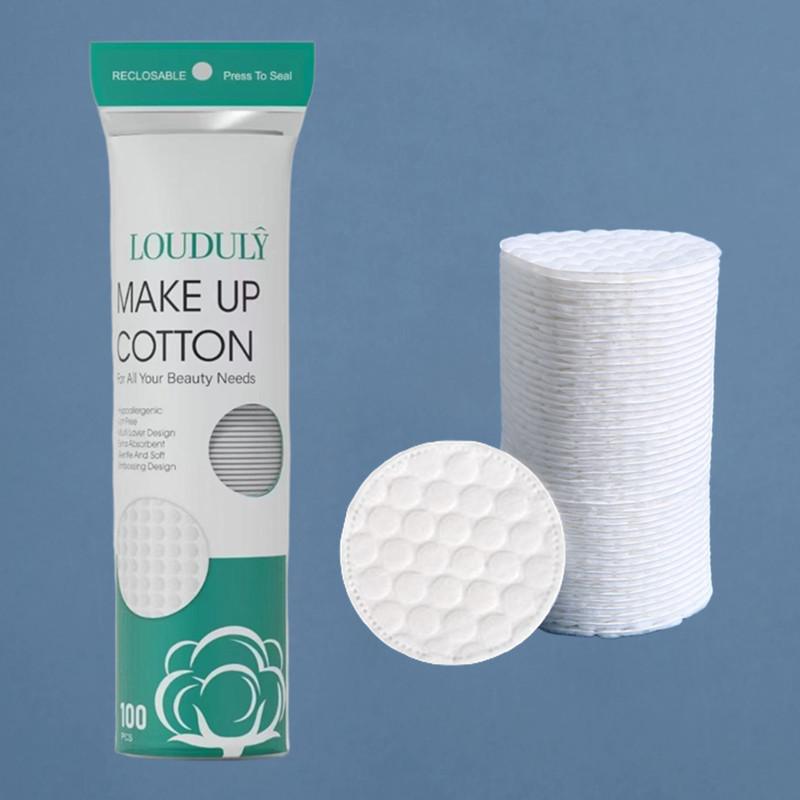 100pcs Thick Cotton Makeup Remover Pads - 3-Layer Water-Jet All-Cotton Rounds with Lock-Edge Design