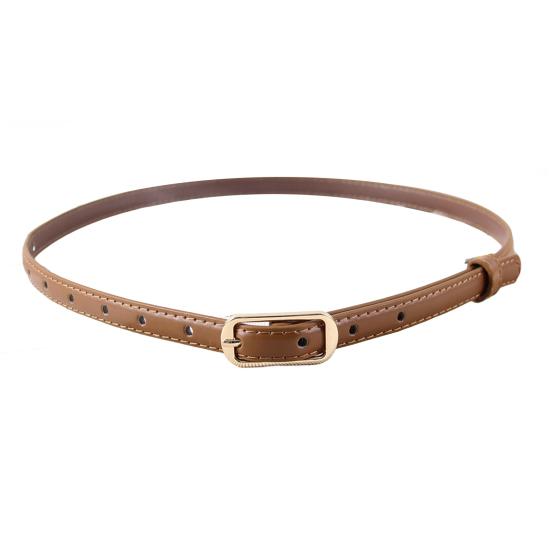 Women Belt Imitation Leather Adjustable Thin Waistband Solid Color Dresses Shirts Tops Waist Belt Versatile Fashion Accessory