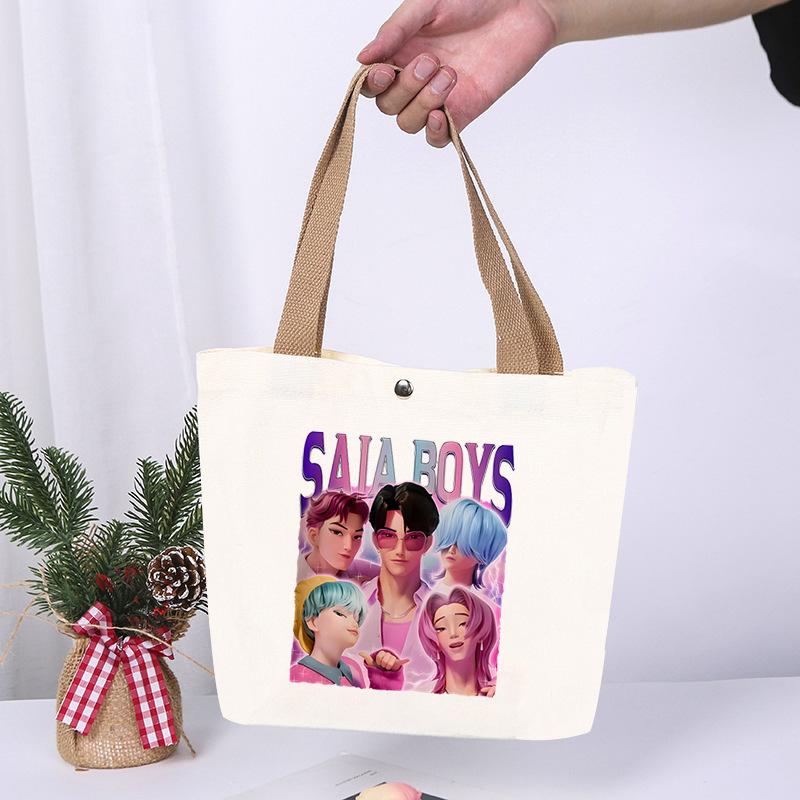 K-Pop Anime Cartoon Printed Student Fashion Casual Canvas Bag Going Out High Value Portable Shoulder Bag