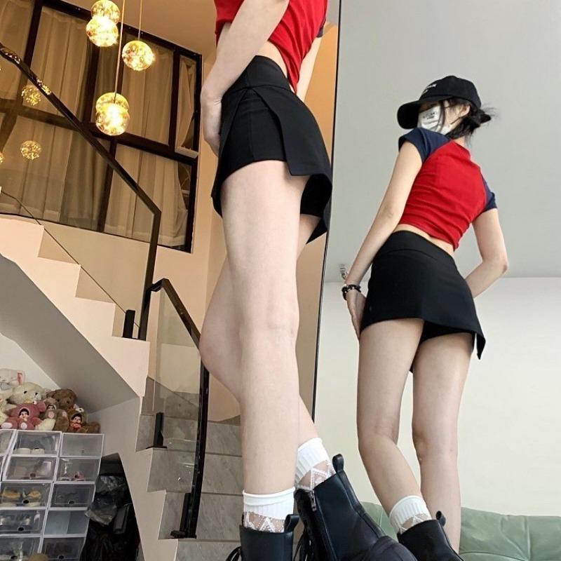 Hip-wrapped split culottes A-word yoga shorts Anti-light versatile design Anti-light design sports shorts