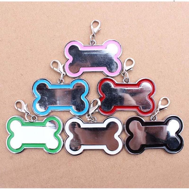 Medium Bone Zinc Alloy Dog Tag: Engravable Pet Collar Charm