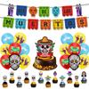 Mexican Day Of The Dead Party Decoration Pull Flag Banner Skull Head Banner Flag Cake Topper Halloween Wall Decoration
