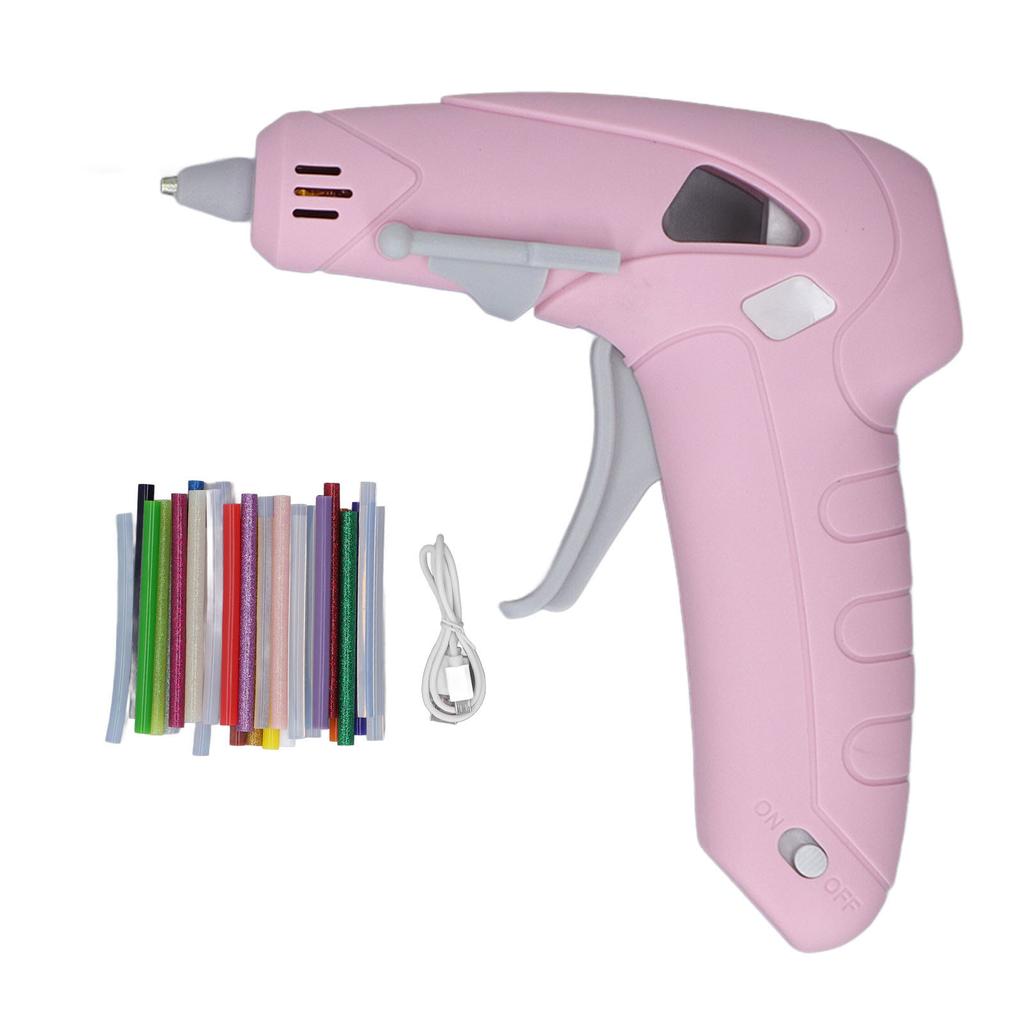 Cordless Glue Gun Rechargeable Handcraft Anti Scald Mouth Electric Glue Gun with 30 Glue Stick for