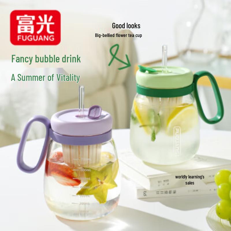 Fuguang Qingyue Glass Tea Infuser Straw Cup