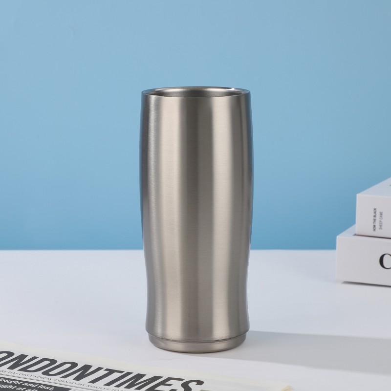 304 Stainless Steel Vacuum Insulated Travel Mug 20oz Oval Car Cup Portable Thermos Office Outdoor Commute