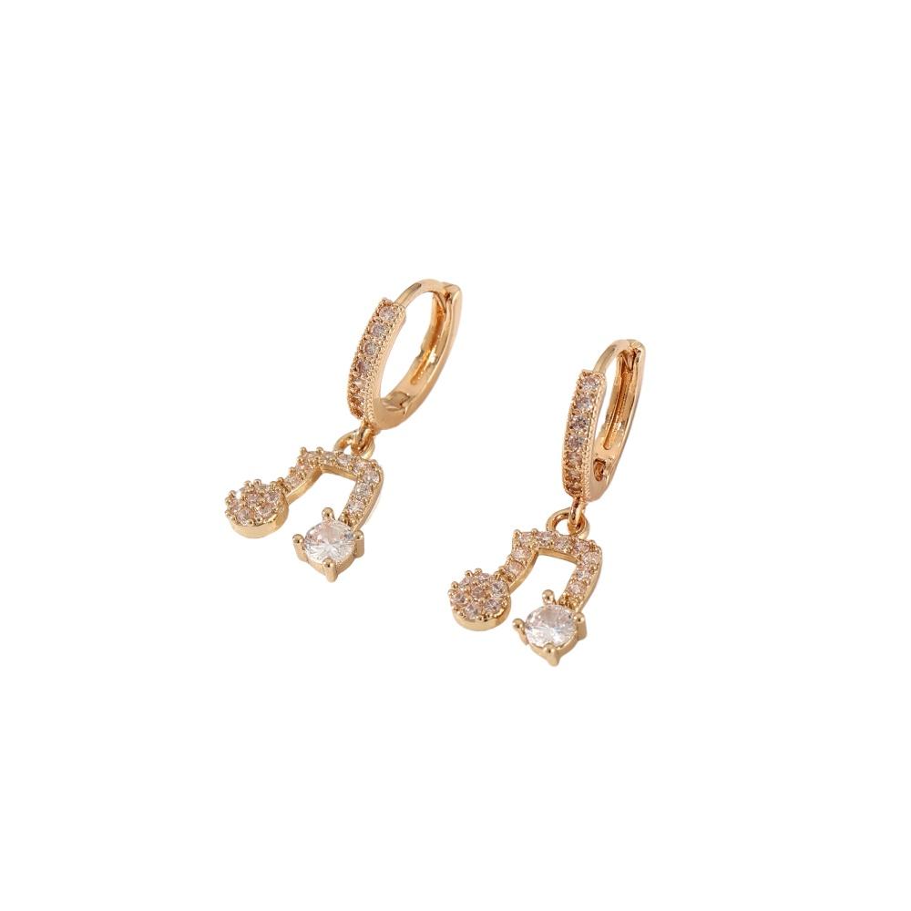 Cercei lungi simpli cu note muzicale pentru femei, zirconiu cubic, bijuterii de zi cu zi, accesorii pentru petrecere