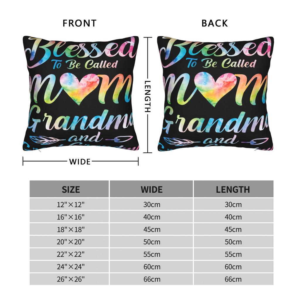 Blessed To Be Called Mom Grandma Great Grandma Mother's Day Square Pillowcases Home Cushion Cover Decor Pillow Cover 40*40