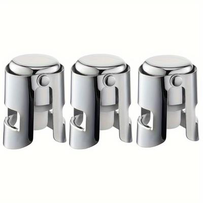 3pcs, Professional Stainless Steel Champagne Sparkling Wine Bottle Sealer Stopper