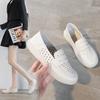 Fashion GKTINOO Loafers Ladies Genuine Leather Large Size Summer Hollow Slip On White Shoes Women Fashion Casual Soft Sole Flat Shoes