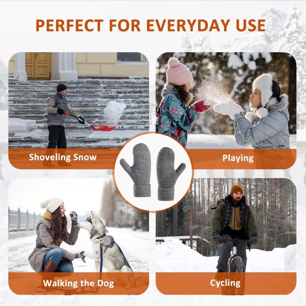 Knit Stretchy Winter Gloves Fleece Lining Snow Gloves High Quality Thermal Gloves  for Women Men