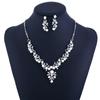 2pcs Women Leaf Pearl Necklace Earrings Two-piece Set Bridal Wedding Jewelry Accessories