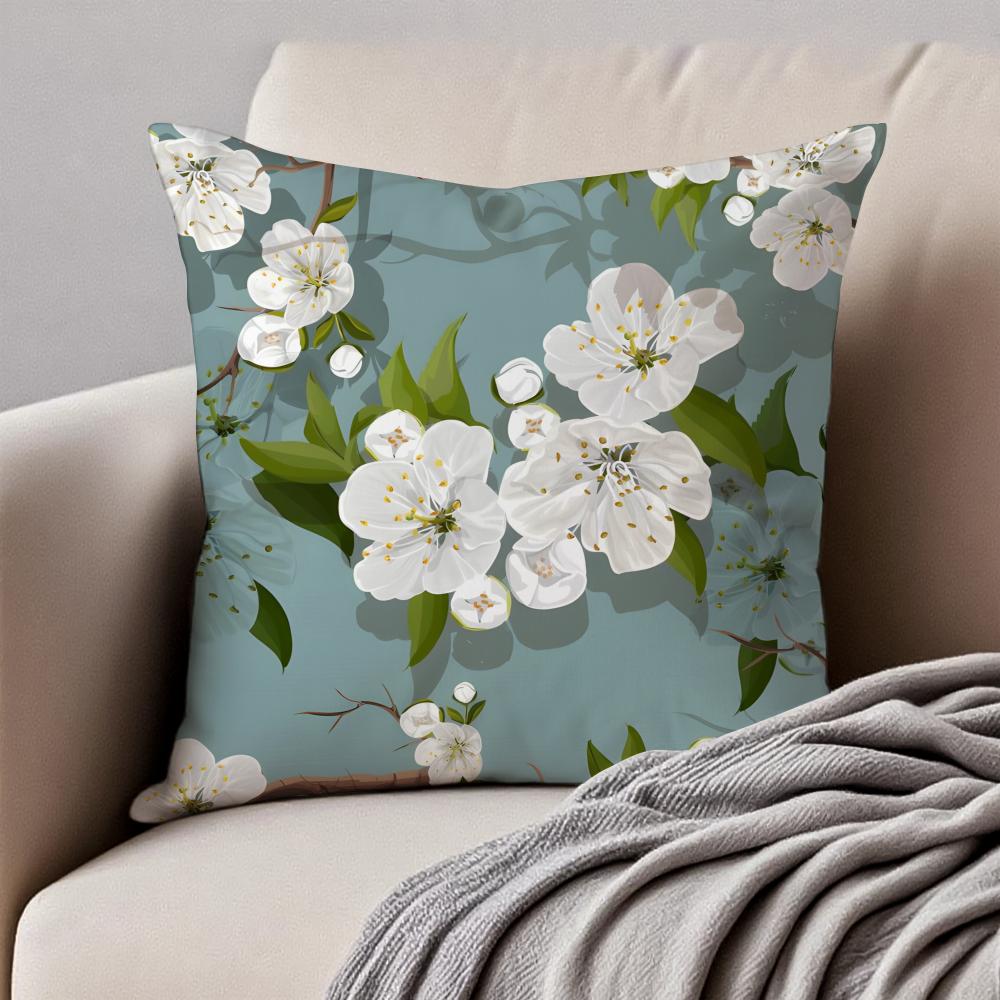 Birkenblüten Aprikosenblüten Frühlingsblumen Kissenbezug Kissenhülle Milbendicht Verdeckter Reißverschluss Kurzflor Sofakissen