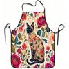 1pc Floral Cat Art Print Apron, Durable and Easy To Clean, Adjustable Waistband, Polyester Material, for Kitchen Cooking, Gardening, Orchard Picking,