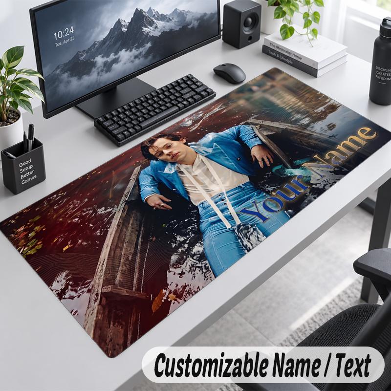 Custom Name Text Mouse Pad Harry Styles Personalized Desk Pad For Work And Gaming