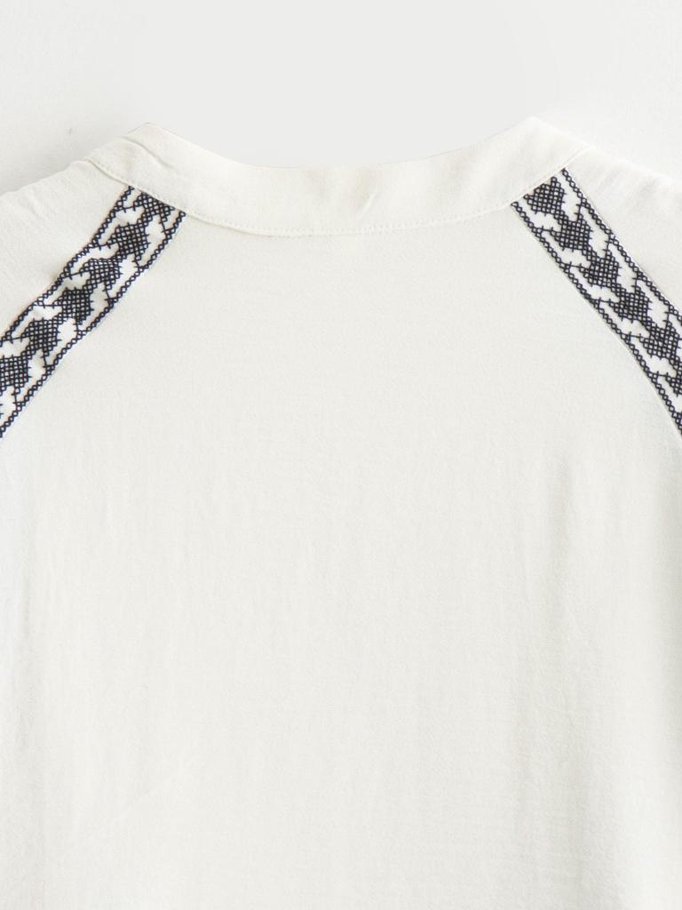 2024 Summer Women's V-Neck Color Block Embroidered Top - European & American Style Casual Fashion