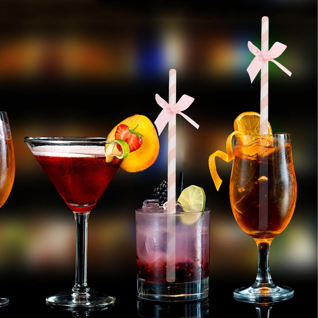 30Pcs Exquisite Bowknot Paper Straws Vibrant Party Supplies for Drink Garnish Cake Decoration Wedding Reception Graduation