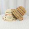 Temperament Sunshade Basin Cap Breathable Colorful Striped Fisherman Hat  Vacation