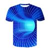 Men Summer Fashion Colorful 3D Printing Tshirt Creative Psychedelic Tops Shirt Optical Illusion Black-White Graphic T-shirt