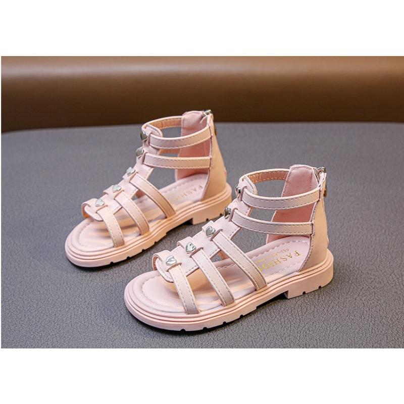 Sandali Romani da Bambina, Sandali Alti con Borchie Primavera Estate Scarpe da Principessa per Bambini