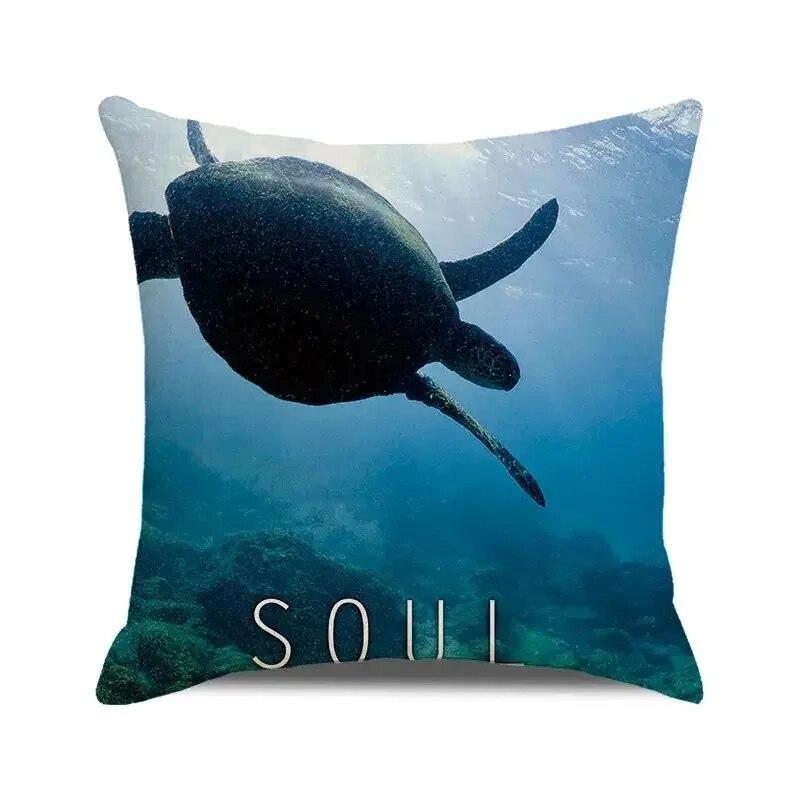 Seascape Theme Decorative Pillow Case Letter Beach Ocean Animals and Plants Home Hotel Living Room Sofa Cushion Cover