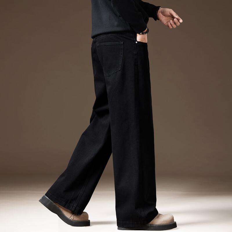 Men's American Casual Loose Fit Straight Leg Black Jeans