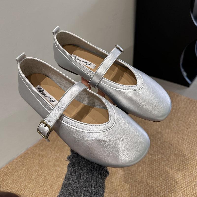 Fashion Soft Fashion Round Toe Ladies Flats Shallow Shoes Casual Female Buckle Strap Footwear Mary Janes Flats Shoes For Women Lady