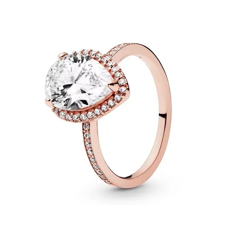 925 Sterling Silver Classic Dazzling Crown Round Hearts Ring Exquisite Women's Light Luxury Charm Ring Jewelry Gift