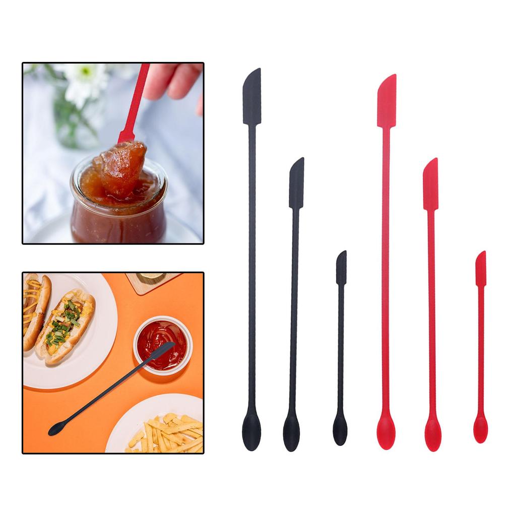 3x Mini Silicone Set for Kitchen and Beauty, Double Head, Jar , Small Makeup Spoon,