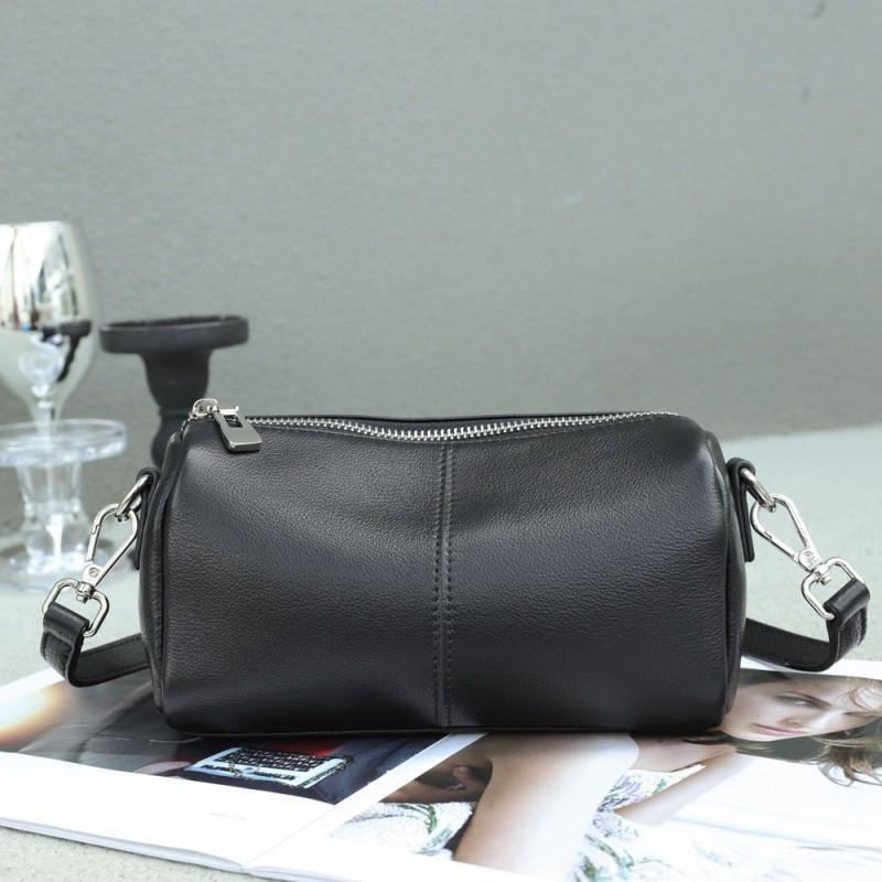 Cylinder Shaped Leather Bag With Natural Drop High-end Feel Women's Shoulder Single Diagonal Fashion