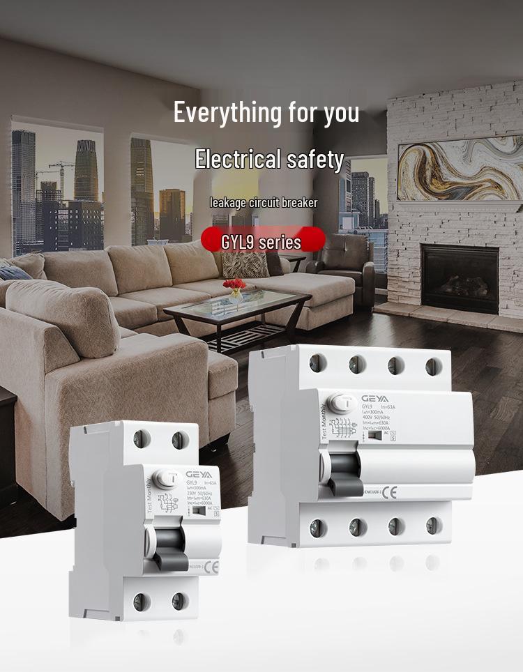 GEYA GYL9 Residual Current Circuit Breaker, Type A, 25A/40A/63A Switch, AC-S Type, 2P/4P