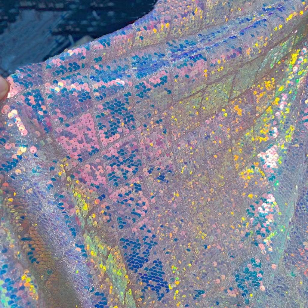 

50X130CM Magic Glitter Reversible Mermaid Fish Scale Sequin Fabric Sequin Paillette fabric for Dresses Bikini Garment Sewing 50x130cm