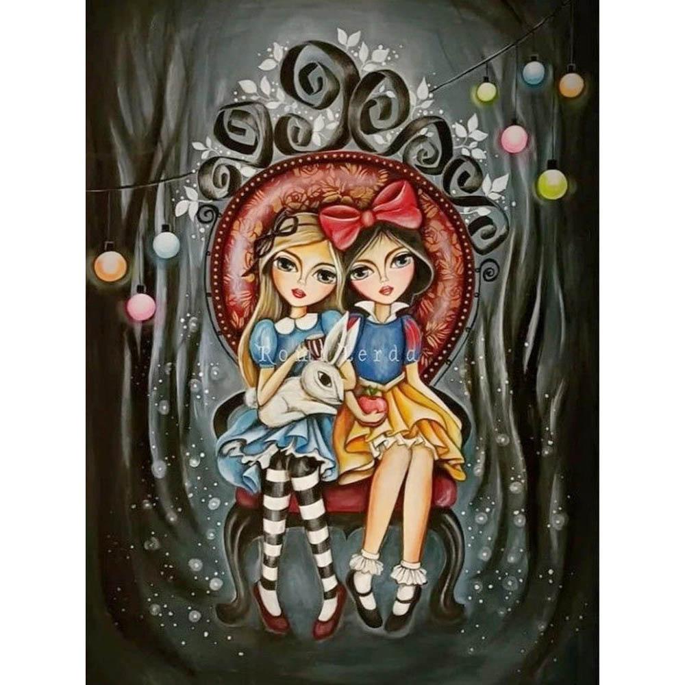 Alice In Wonderland 5D DIY Diamond Painting Mosaic Disney Cartoon Art Cross Stitch Embroidery Rhinestones Home Decor Kids Gift