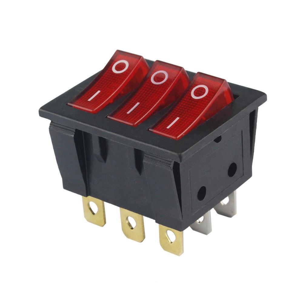 Kcd3 Triple Switch 16A/250V Red